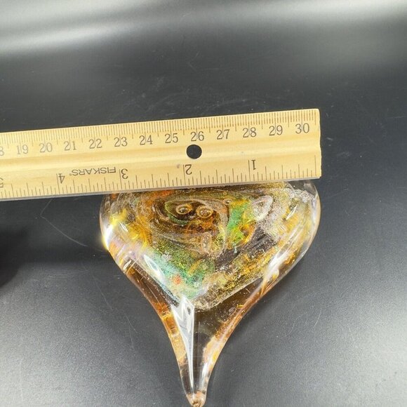 Hand Blown Art Glass Heart Figurine Paperweight Multicolor Swirls Artist Signed - Picture 13 of 16